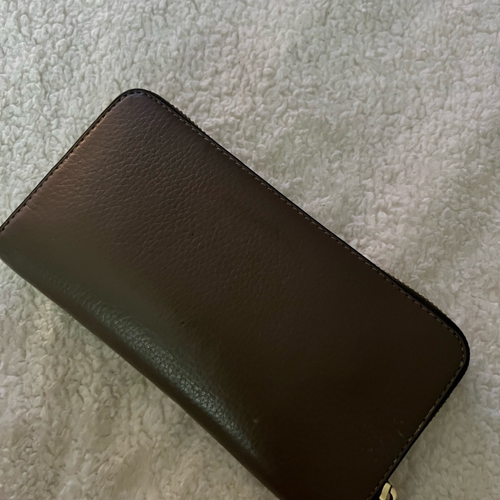 Coach Dark Brown Leather Zip Wallet - Picture 2 of 4
